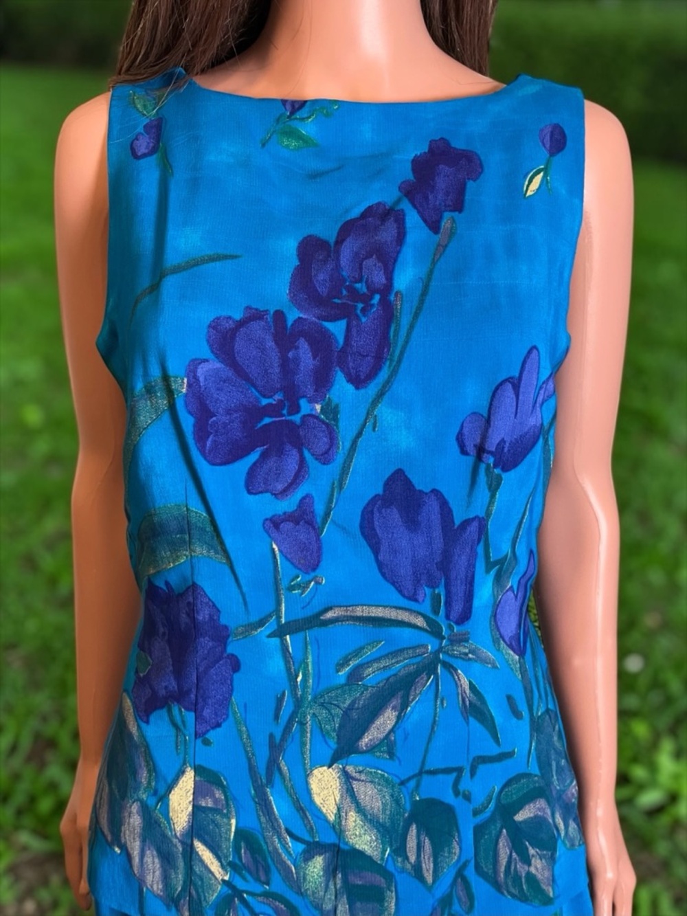 Dress Barn Blue Floral Maxi Dress Size 6 Boho Layered Look Rayon - Picture 2 of 10